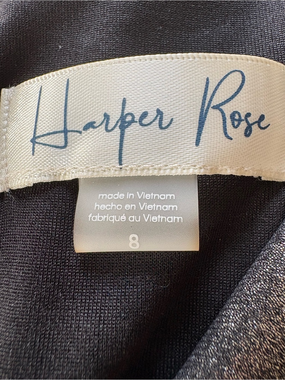 NWT Harper Rose Long Sleeve Ruched Center Tie Dress Metallic Silver Sz 8 Glamour - Picture 6 of 16